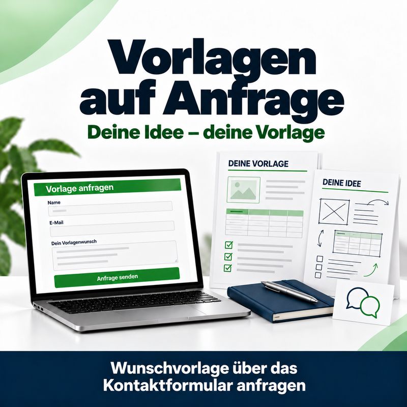 Vorlagen auf Anfrage – Deine Idee, deine Vorlage – Wunschvorlage über das Kontaktformular anfragen